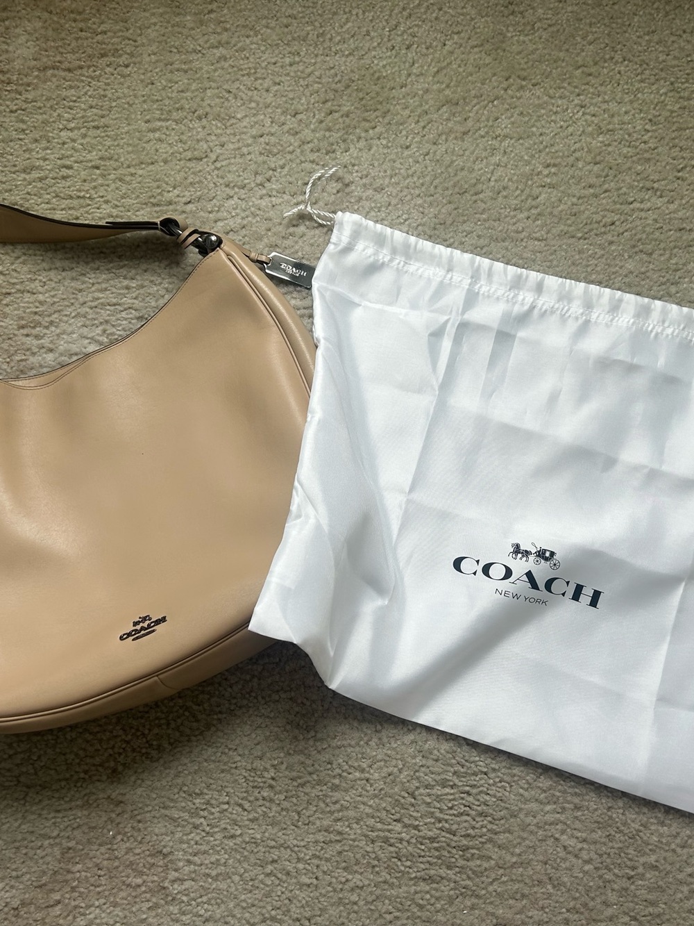 Coach Beige Leather Hobo Shoulder Bag - Picture 9 of 16